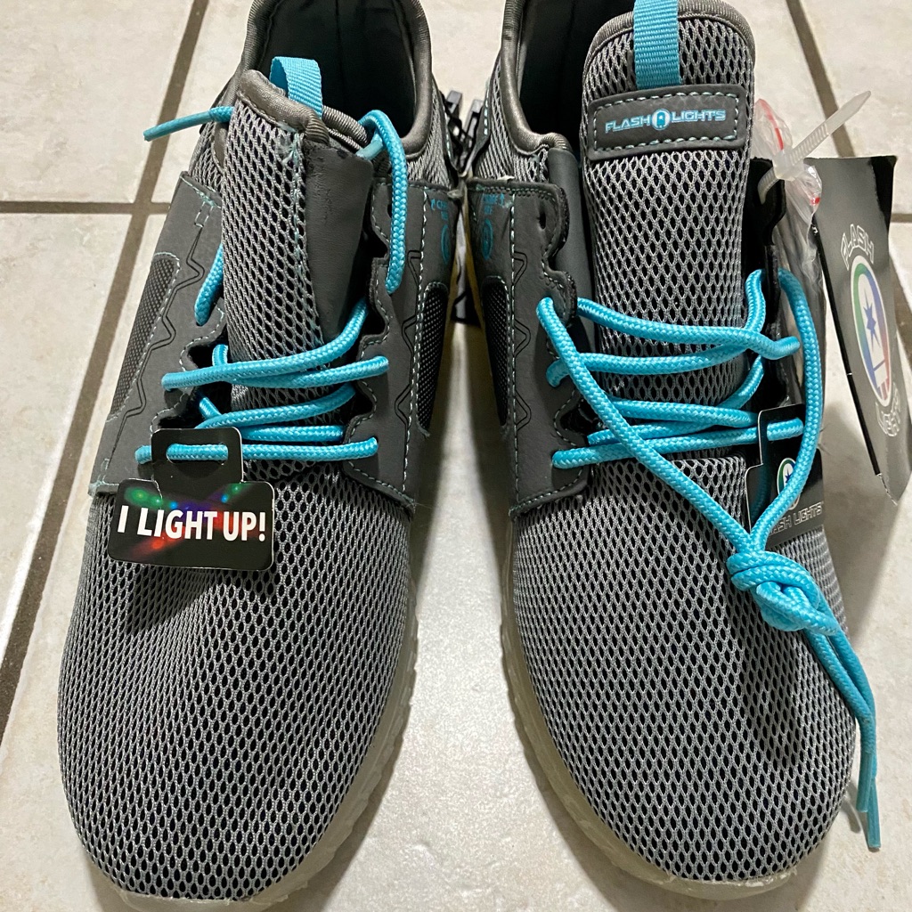 Kids Flashlights Gray And Blue LightUp Sneakers